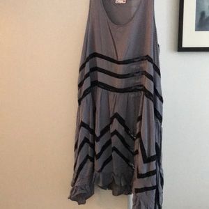 Free People Gray Top with Black Lace